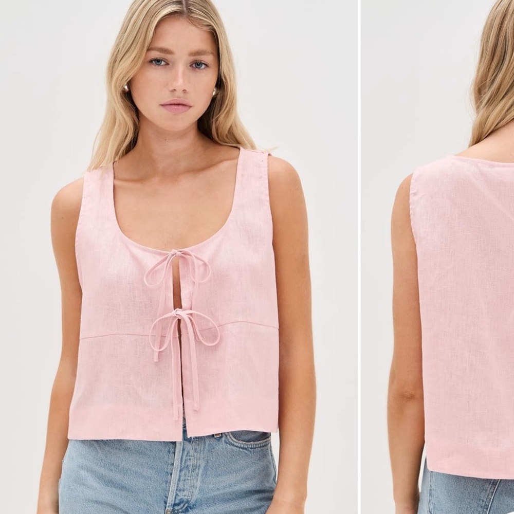 Vrg Grl nessa linen smock tie front top small